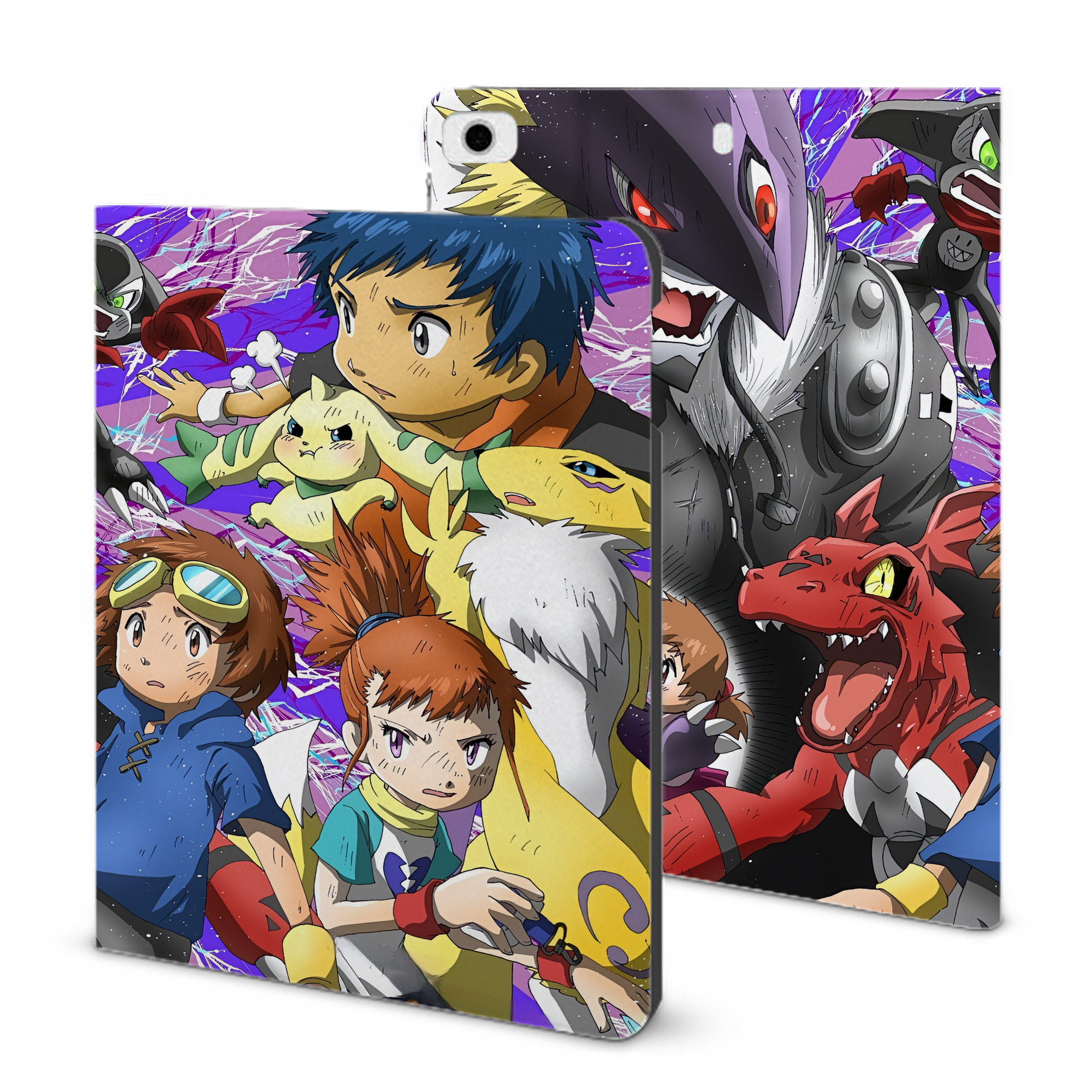 （画像用） Digimon デジタルモンスター/デジモン IPad ケース ブック型 PUレザー TPU 耐衝撃 軽量 薄型 ペン収納なし 全面保護 IPad 各モデル対応